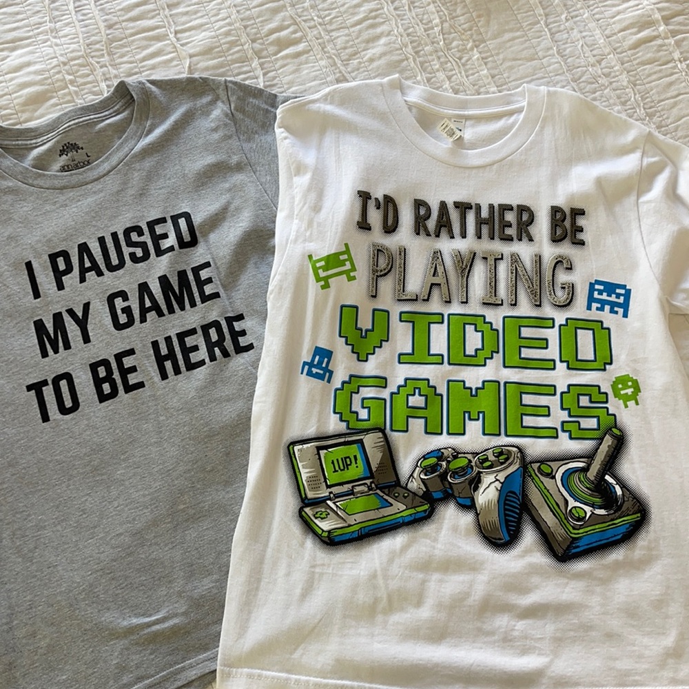Two for the price of one! Video game style tee shirt for boys!